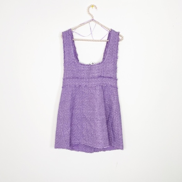 New Zara Tweed Rhinestone Button Dress - Picture 7 of 10